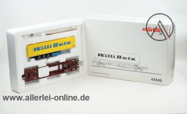 Märklin Spur H0 | 47440 Taschenwagen der DB | Flachwagen mit “ Willi Betz ” Sattelanhänger