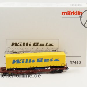 Märklin Spur H0 | 47440 Taschenwagen der DB | Flachwagen mit “ Willi Betz ” Sattelauflieger