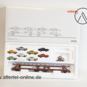 Märklin H0 | 47124 Autotransportwagen beladen mit Ford Capri u. Granada | Doppeleinheit Laaeks 553 der DB