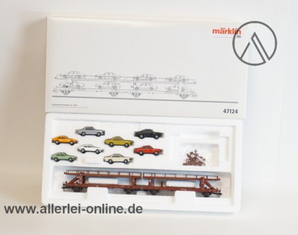 Märklin H0 | 47124 Autotransportwagen beladen mit Ford Capri u. Granada | Doppeleinheit Laaeks 553 der DB