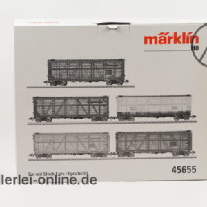 Märklin H0 | 45655 | 5-tlg. USA Stock Car Set | Typ S-40-12 Viehwagen Güterwagen-Set mit OVP