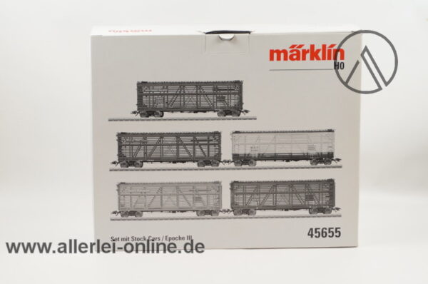 Märklin H0 | 45655 | 5-tlg. USA Stock Car Set | Typ S-40-12 Viehwagen Güterwagen-Set mit OVP