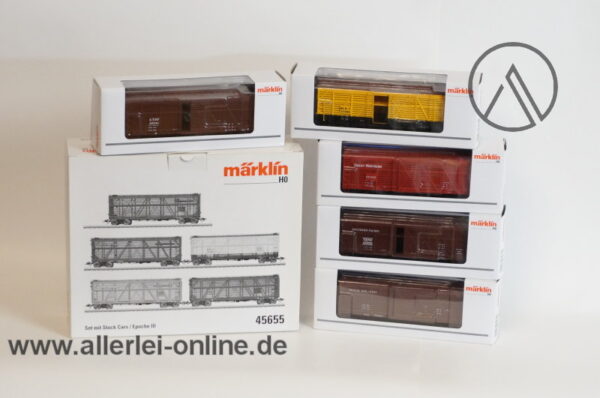 Märklin H0 | 45655 | 5-tlg. USA Stock Car Set | Typ S-40-12 Viehwagen Güterwagen-Set