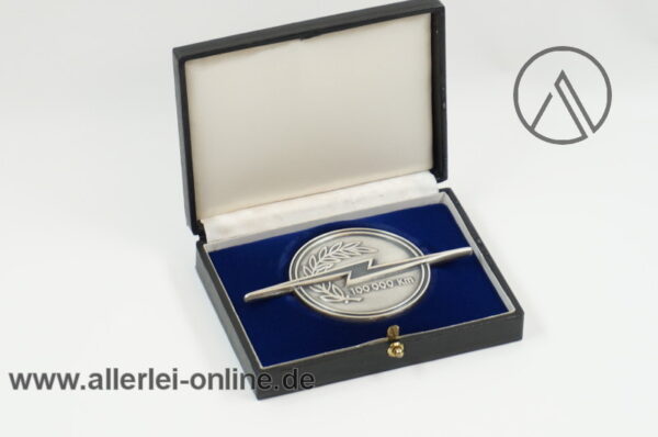 OPEL 100.000 Kilometer Fahrleistung Medaille | Plakette mit Original Etui