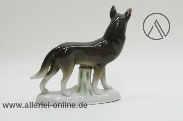 Alte Porzellan Figur | Deutscher Schäferhund | Wolfshund hinten