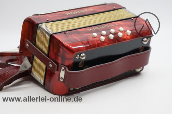 Vintage Hohner Mignon I Akkordeon | Rot / Perlrot | 17 Piano-Tasten | 8 Bässe mit Originalkarton