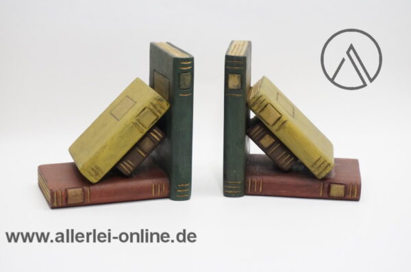 Vintage Buchstützen Paar | Bücherhalter im Buch Design | 60s Mid Century Bookends