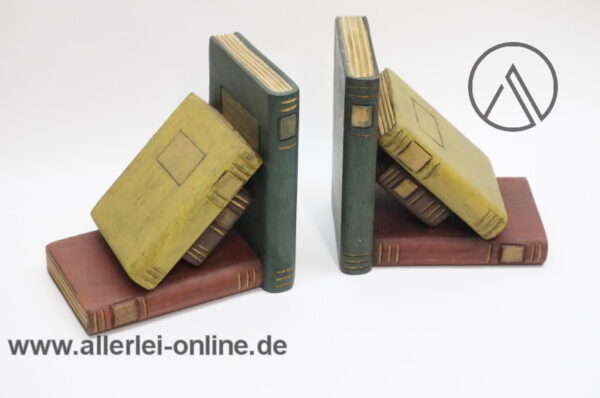 Vintage Buchstützen Paar | Bücherhalter im Bücher-Design | 60s Mid Century Bookends