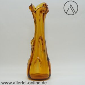 Archimedes Seguso Noppen Vase | Murano Zipfelvase | Vintage Glasvase Murano Italien | Orange/Bernsteinfarben | 32 cm