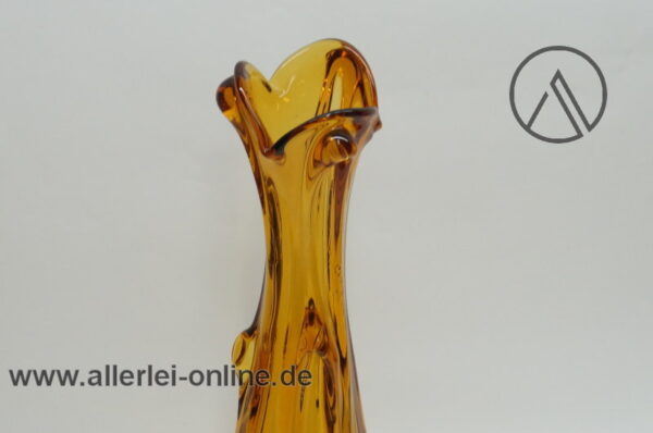 Archimedes Seguso Noppen Vase | Murano Zipfelvase | Vintage Glasvase Murano Italien | Orange/Bernsteinfarben