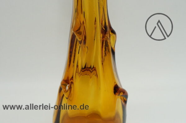 Archimedes Seguso Noppen Vase | Nuppenglas Murano Zipfelvase | Vintage Glasvase Murano Italien | Orange/Bernsteinfarben