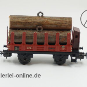 Märklin H0 | Märklin 372 Blech- Rungenwagen mit Bremserhaus | Güterwagen mit Stammholz Beladung