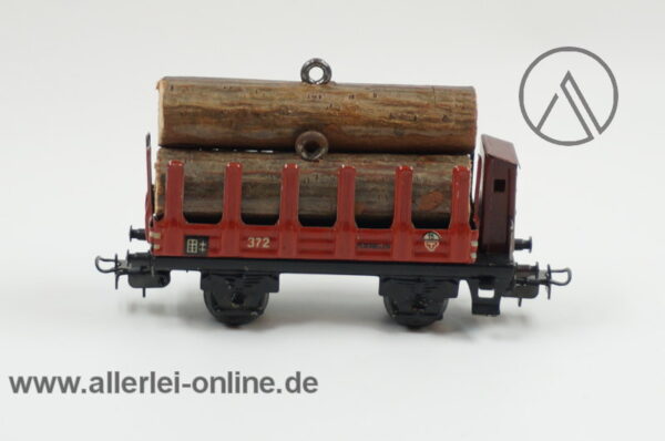 Märklin H0 | Märklin 372 Blech- Rungenwagen mit Bremserhaus | Güterwagen mit Stammholz Beladung