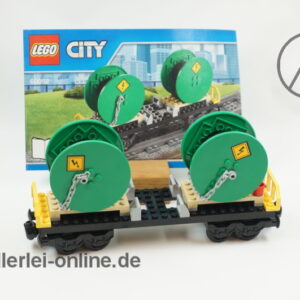 LEGO® City 60052 | LEGO® Eisenbahn 4-Achs Güterwaggon mit Kabeltrommeln und Original Bauanleitung