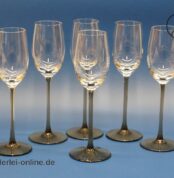 Christinenhütte Maron Sherry-Gläser | 6 Stück Vintage Likör Glas | Rauchglas Gläser | Höhe 18 cm