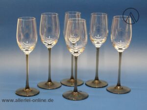 Christinenhütte Maron Sherry-Gläser | 6 Stück Vintage Likör Glas | Rauchglas Gläser | Höhe 18 cm