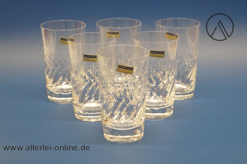Villeroy & Boch Treveris Gläser | 6 Stück Treveris Wasserglas ,geschliffen | Wasserbecher | Höhe 10,5 cm