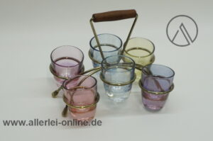 Bunte Schnapsgläser mit Halter | Schnapsglas-Set | Vintage Mid-Century