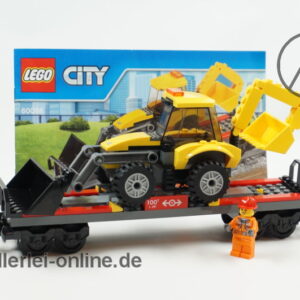 LEGO® City 60098 | LEGO® Eisenbahn 4-Achs Güterwagen mit Bagger / Baggerlader und Original Bauanleitung