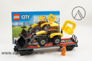 LEGO® City 60098 | LEGO® Eisenbahn 4-Achs Güterwagen mit Baggerlader und Original Bauanleitung