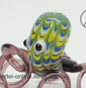 Buntes Glastier | Oktopus - Tintenfisch | Vintage Miniatur Glasfigur | Glaskunst Skulptur vorn