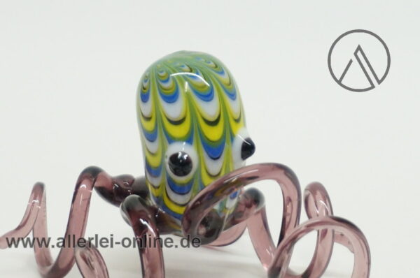 Buntes Glastier | Oktopus - Tintenfisch | Vintage Miniatur Glasfigur | Glaskunst Skulptur seite