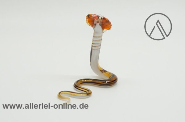 Buntes Glastier | Schlange - Cobra | Vintage Miniatur Glasfigur | Glaskunst Skulptur