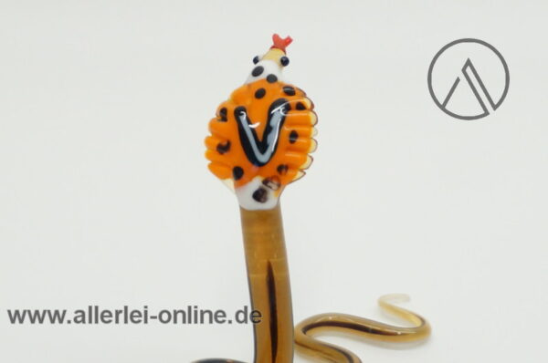 Buntes Glastier | Schlange - Cobra | Vintage Miniatur Glasfigur | Glaskunst Skulptur hinten nah