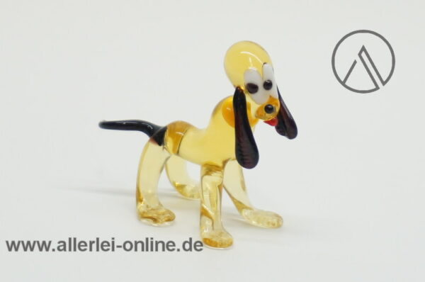 Buntes Glastier | Hunde Trio | Vintage Miniatur Glasfigur | Glaskunst Skulptur drei