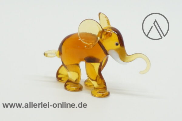 Buntes Glastier | Elefanten - Trio | Vintage Miniatur Glasfigur | Glaskunst Skulptur zwei