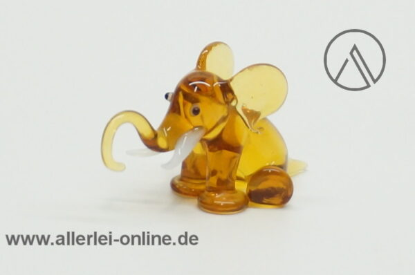 Buntes Glastier | Elefanten - Trio | Vintage Miniatur Glasfigur | Glaskunst Skulptur drei