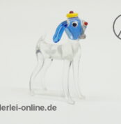 Buntes Glastier | Hund mit Hut | Vintage Miniatur Glasfigur | Glaskunst Skulptur