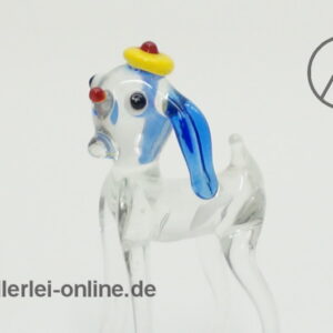 Buntes Glastier | Hund mit Hut | Vintage Miniatur Glasfigur | Glaskunst Skulptur Seite