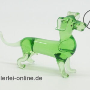 Buntes Glastier | Hund - Dackel | Vintage Miniatur Glasfigur | Glaskunst Skulptur