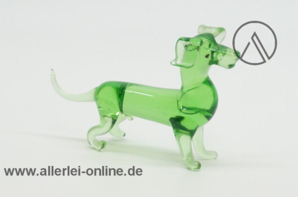 Buntes Glastier | Hund - Dackel | Vintage Miniatur Glasfigur | Glaskunst Skulptur