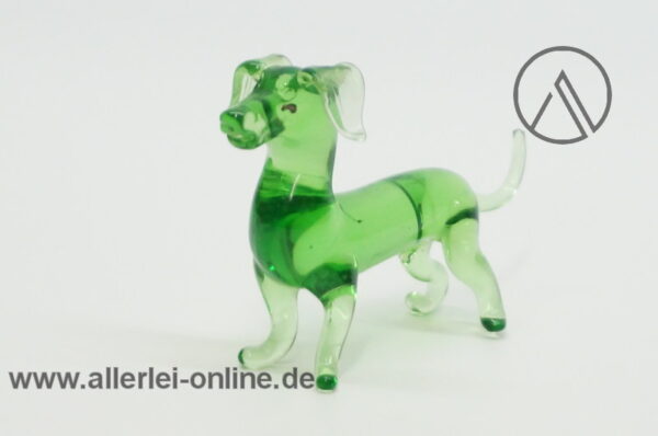 Buntes Glastier | Hund - Dackel | Vintage Miniatur Glasfigur | Glaskunst Skulptur vorne