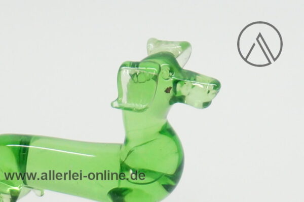 Buntes Glastier | Hund - Dackel | Vintage Miniatur Glasfigur | Glaskunst Skulptur kopf