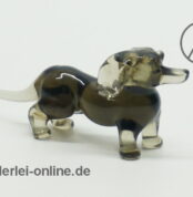 Buntes Glastier | Hund - Dackel, schwarz | Vintage Miniatur Glasfigur | Glaskunst Skulptur