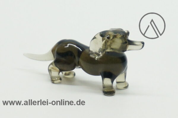 Buntes Glastier | Hund - Dackel, schwarz | Vintage Miniatur Glasfigur | Glaskunst Skulptur