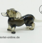 Buntes Glastier | Hund - Dackel, schwarz | Vintage Miniatur Glasfigur | Glaskunst Skulptur Seite