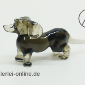 Buntes Glastier | Hund - Dackel, schwarz | Vintage Miniatur Glasfigur | Glaskunst Skulptur Seite