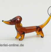 Buntes Glastier | Hund - Dackel ,braun | Vintage Miniatur Glasfigur | Glaskunst Skulptur