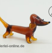 Buntes Glastier | Hund - Dackel ,braun | Vintage Miniatur Glasfigur | Glaskunst Skulptur Seite