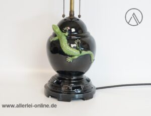 Jugendstil - Art-Deco Keramik Lampe | Keramikfuß Eidechsenlampe | 19th Century Lizard Pottery Lamp