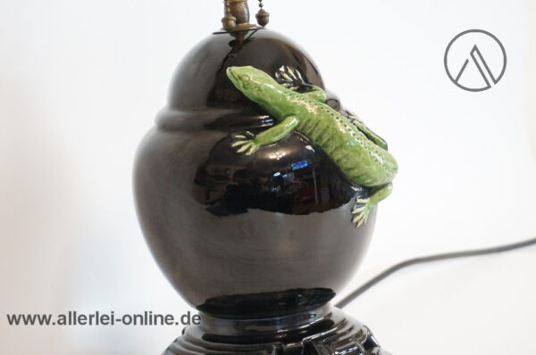 Asiatische Keramik Lampe | Keramik-Eidechsenlampe | 19th Century Ceramic Lizard Lamp