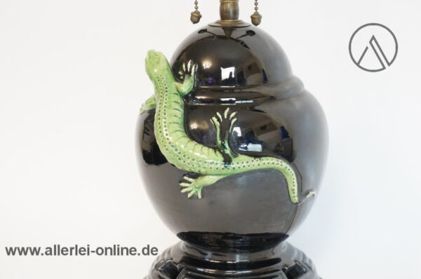 19th Century Lizard Pottery Lamp