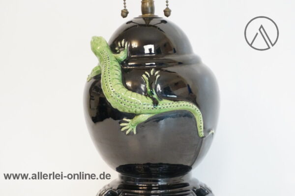 Ausgefallene Keramik Lampe | Keramik-Eidechsenlampe | 19th Century Ceramic Lizard Lamp