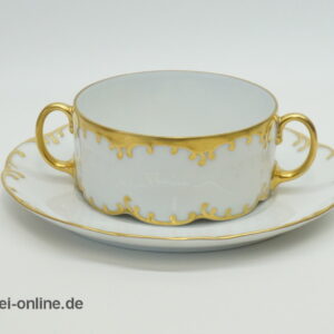 Rosenthal Classic Rose | Porzellan Suppentasse + Untertasse | Monbijou Rokoko mit Goldrand