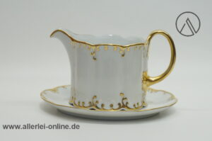 Rosenthal Classic Rose | Porzellan Sauciere mit Unterteller | Monbijou Rokoko mit Goldrand