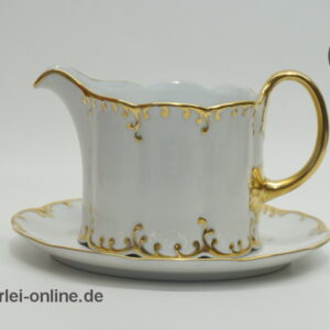 Rosenthal Classic Rose | Porzellan Sauciere mit Unterteller | Monbijou Rokoko mit Goldrand